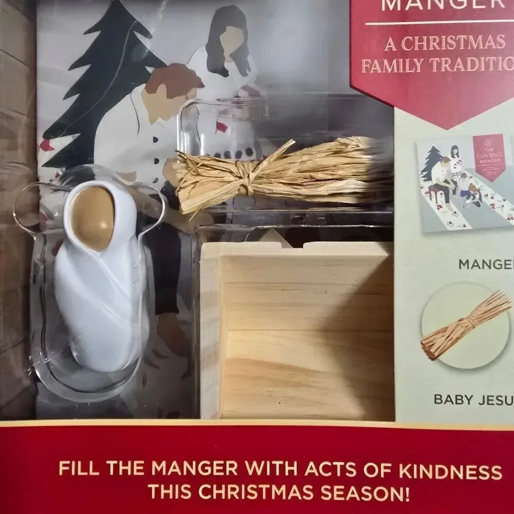 The Giving Manage Set Allison Hottinger HC Book Manger Straw Baby Jesus Nativity